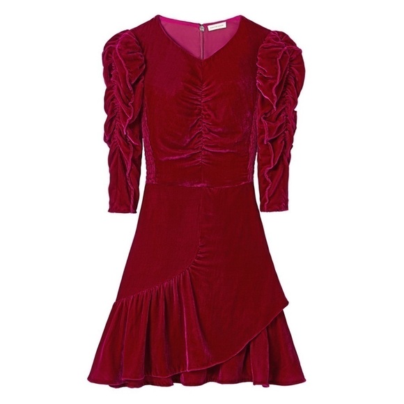Rebecca Taylor Ruched Velvet Mini Dress - Picture 5 of 13